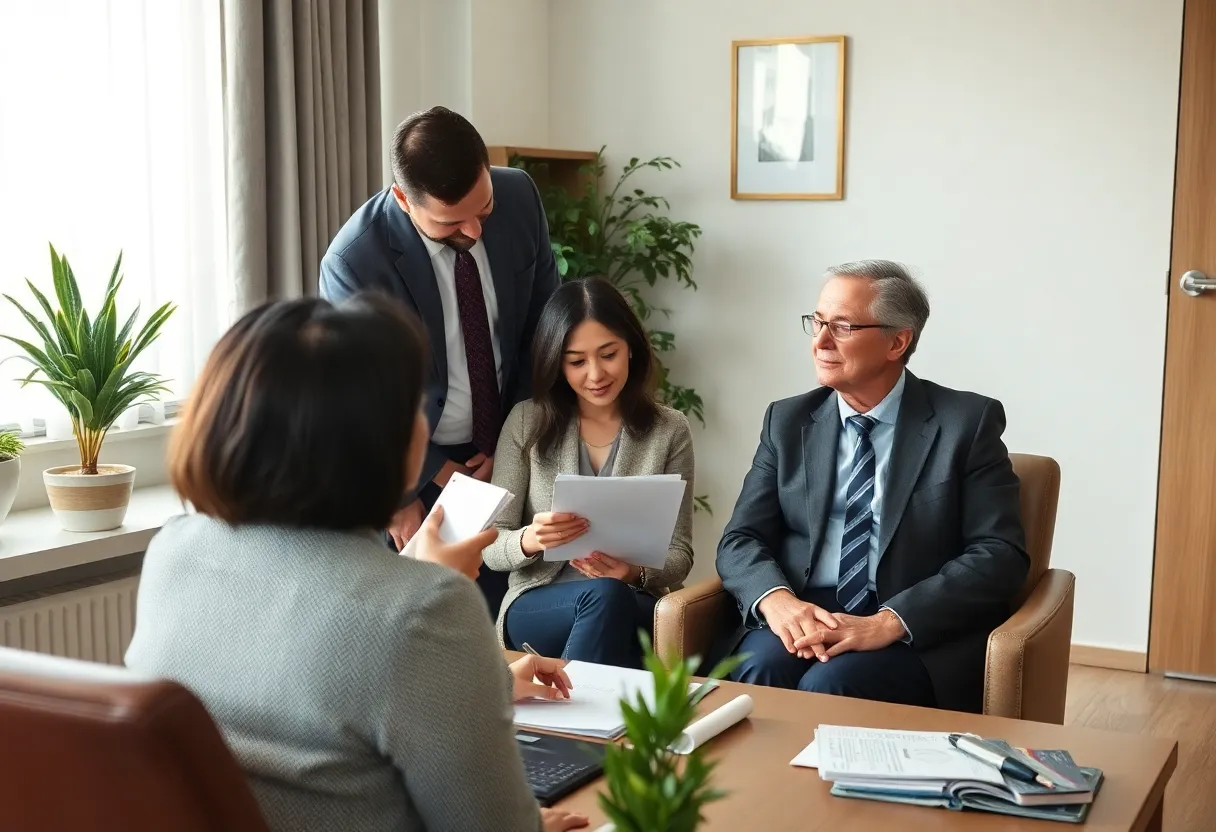 A legal consultation meeting focused on mesothelioma claims at Sokolove Law.
