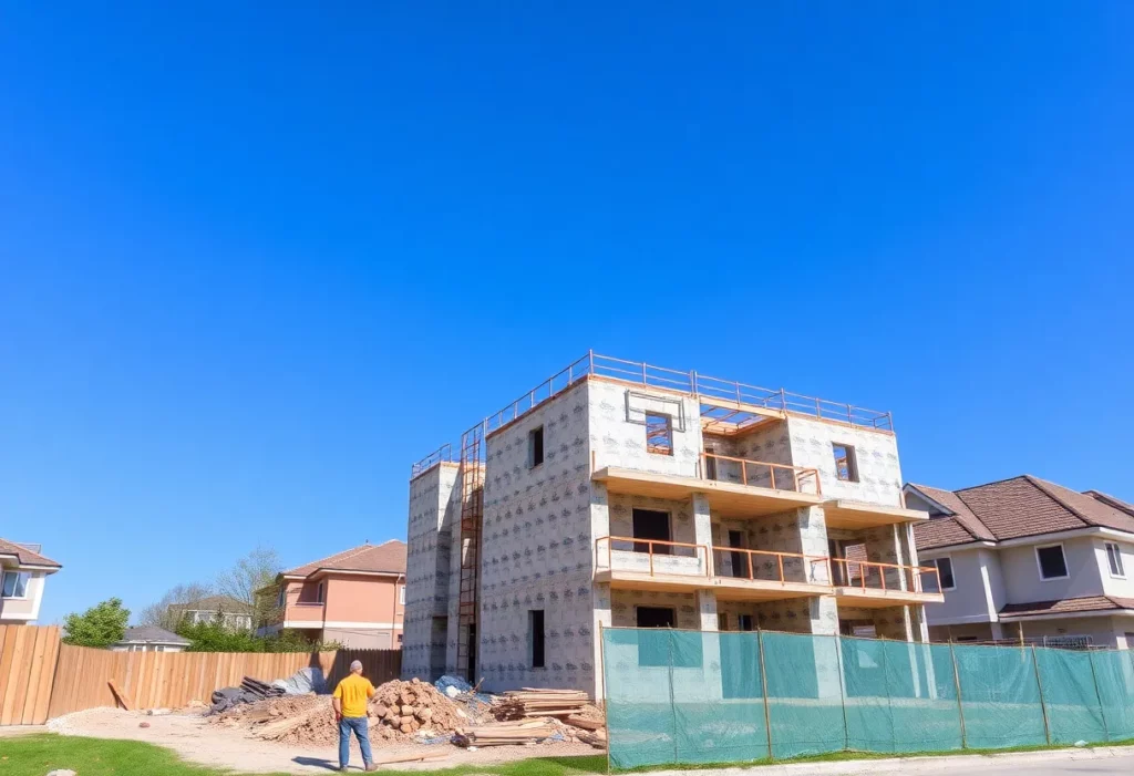 Construction site of Sycamore Gardens in Crossford with workers