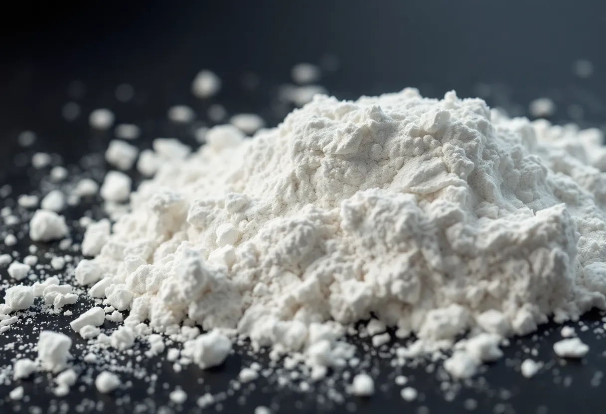 Conceptual image representing dangers of talc powder and health risks