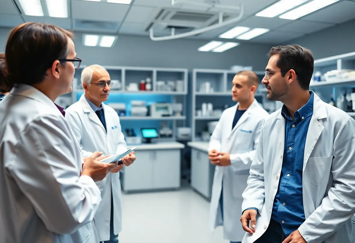 Research scientists working on mesothelioma treatment with Zejula