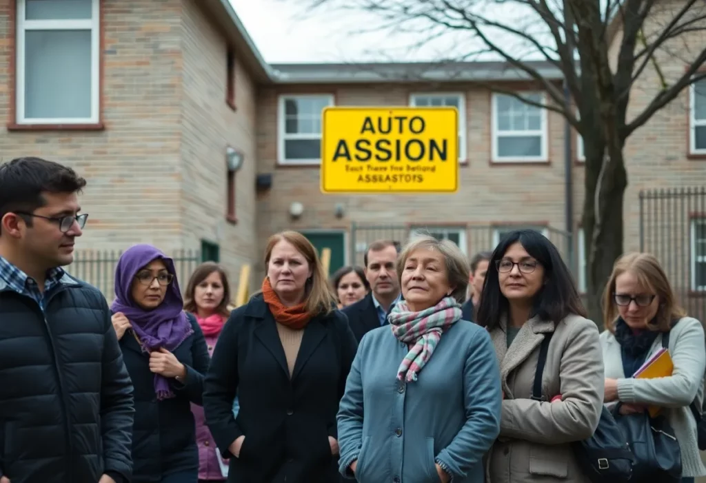 Parents and educators concerned about asbestos exposure near a school