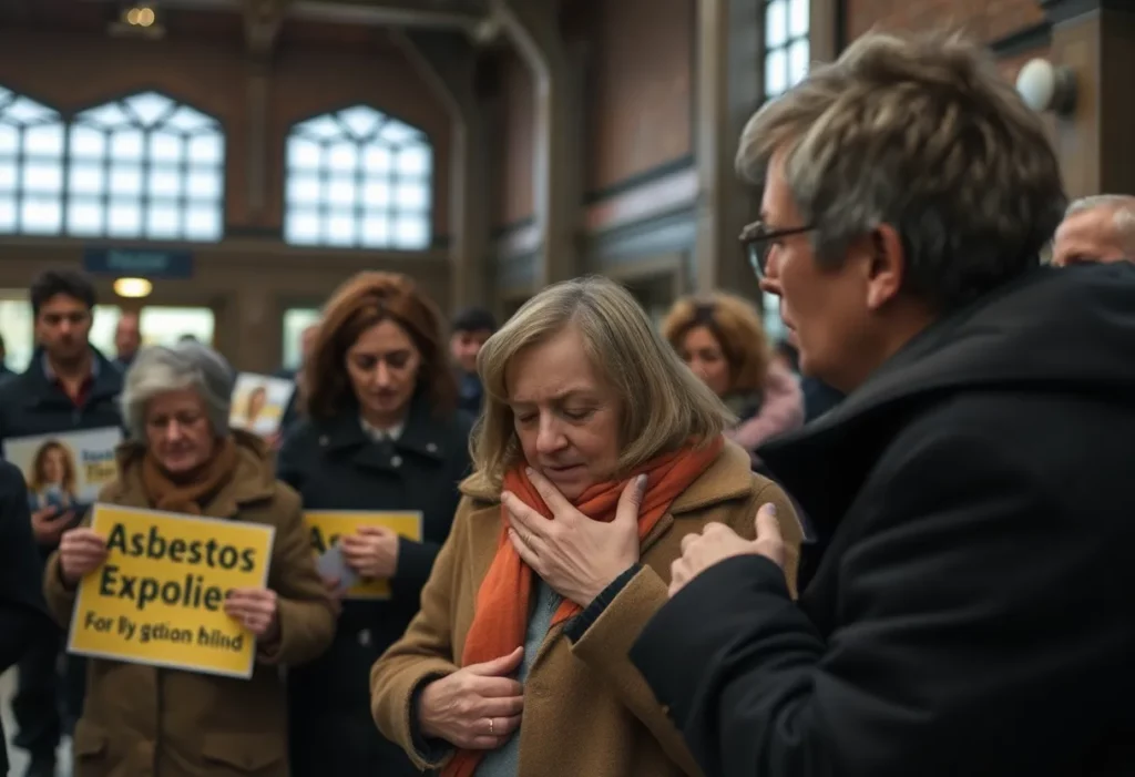A grieving family member holding a picture of a loved one lost to mesothelioma due to asbestos exposure.