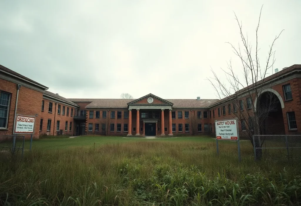 Old school building representing asbestos exposure issues