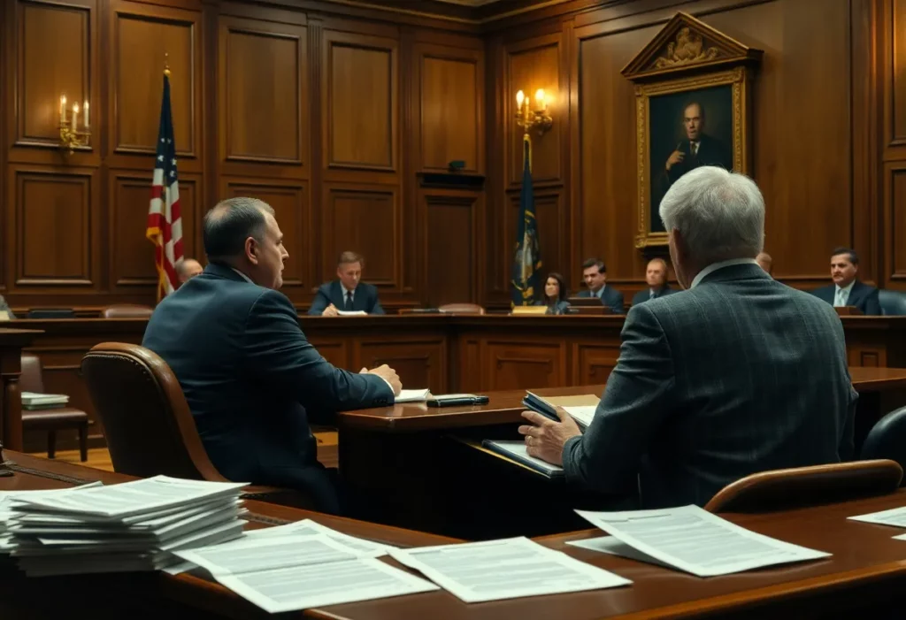 Courtroom scene regarding Barretts Minerals asbestos inquiry