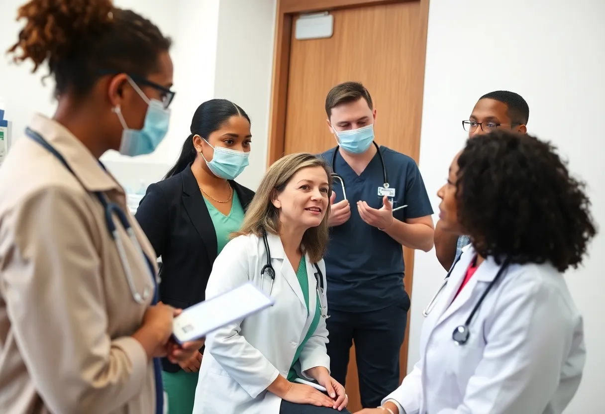 Healthcare professionals from different ethnic backgrounds discussing early screening strategies