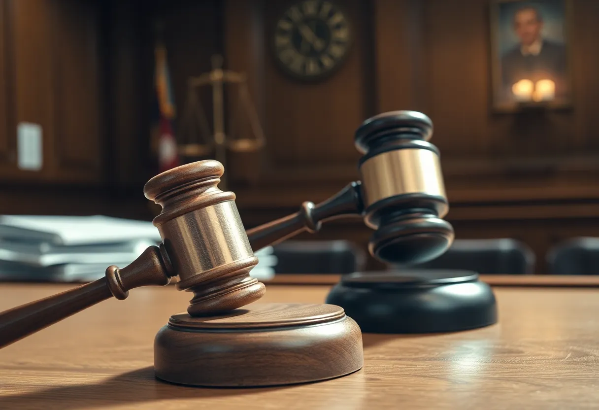 Courtroom scene symbolizing justice in an asbestos case