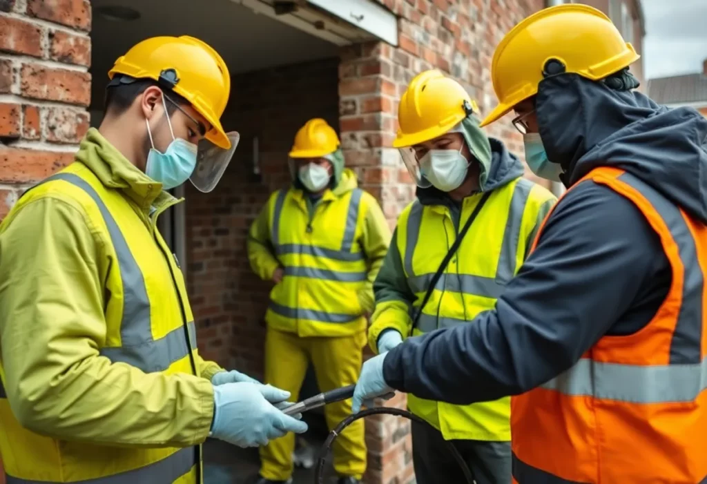 Safe ‘N’ Sound Environmental Services team celebrating their award for asbestos removal.