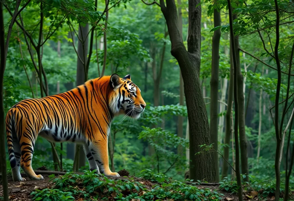 Lush forest habitat of Amur tigers