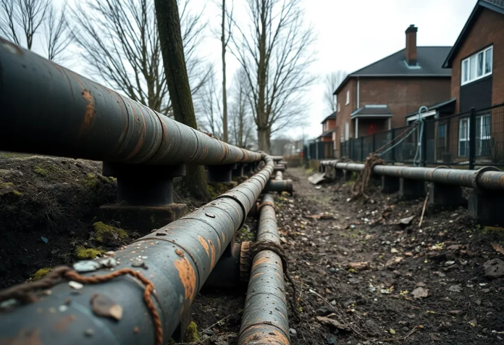 Deteriorating asbestos pipes in a community