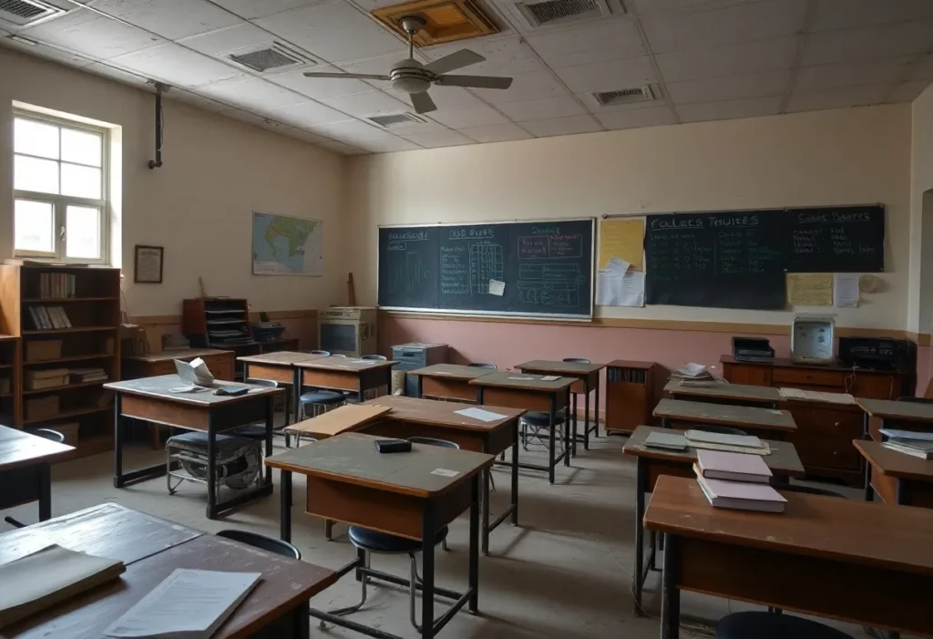 Old classroom materials possibly containing asbestos
