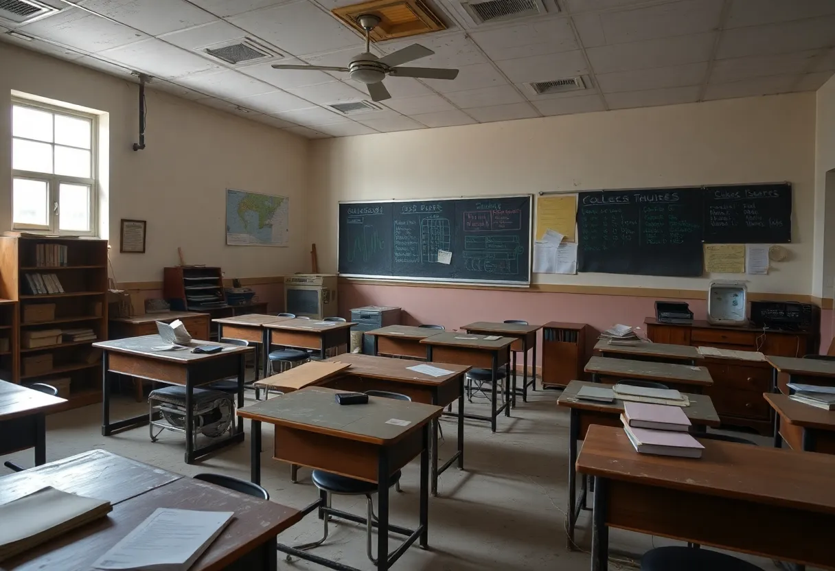 Old classroom materials possibly containing asbestos