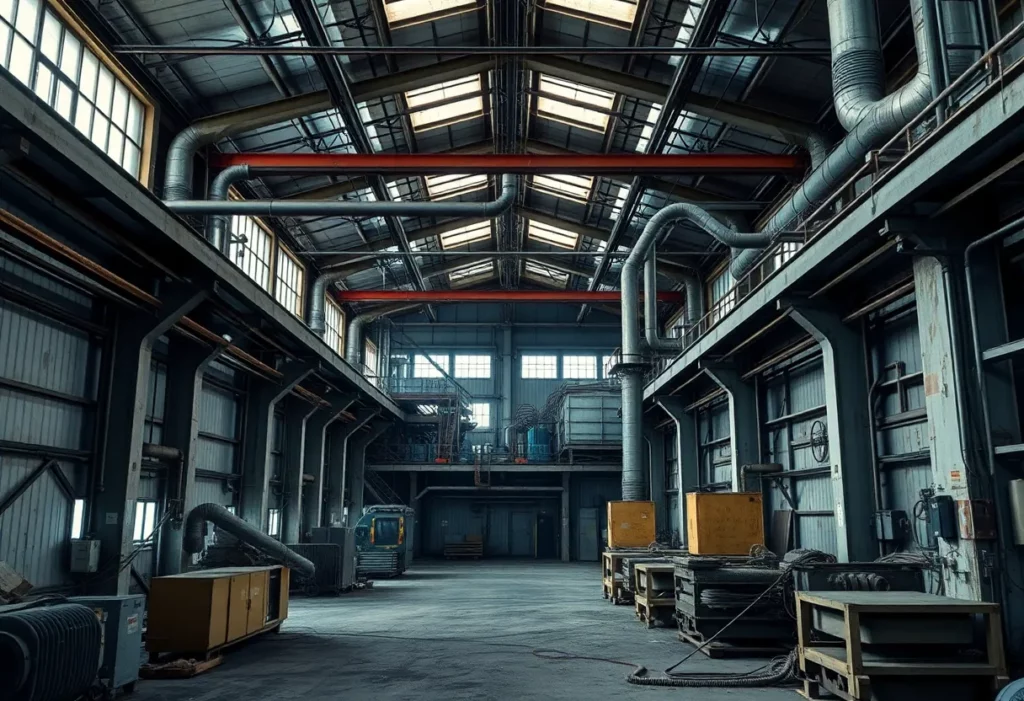 Industrial factory scene indicating asbestos risk