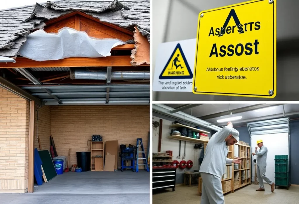 Visual representation of the hazards of asbestos garage roofs.