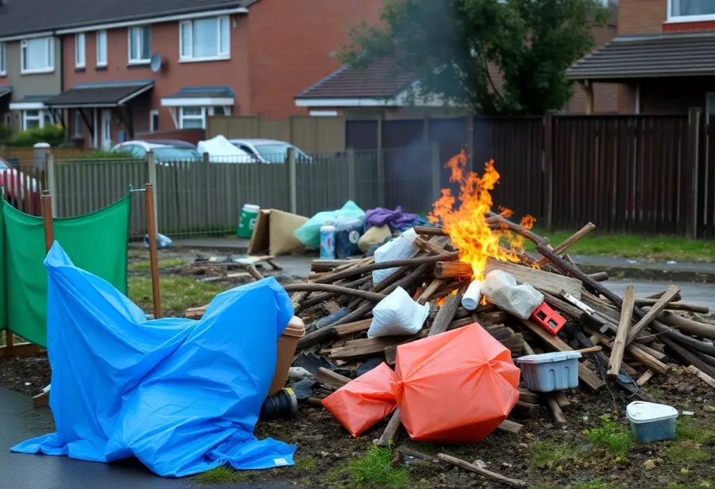 Hazardous asbestos pile near a bonfire site in South Belfast
