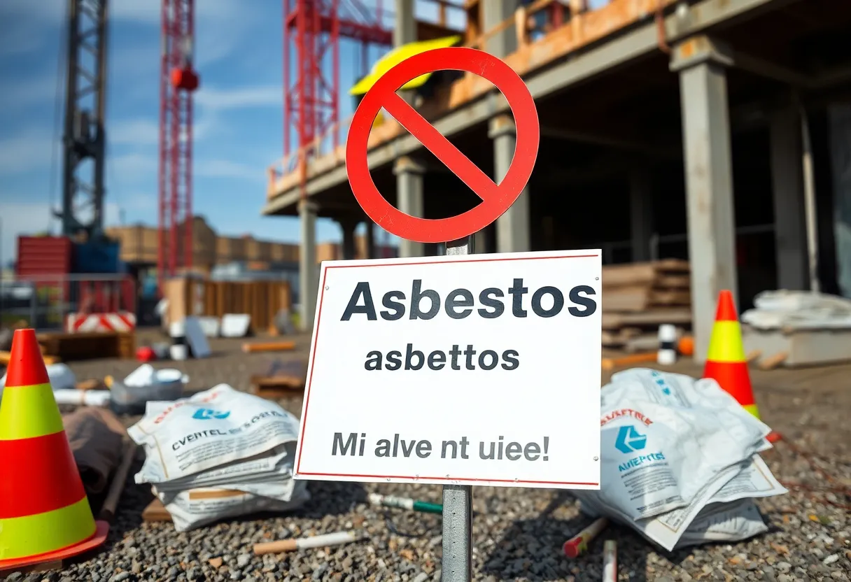 Symbolic image of an asbestos ban at a construction site