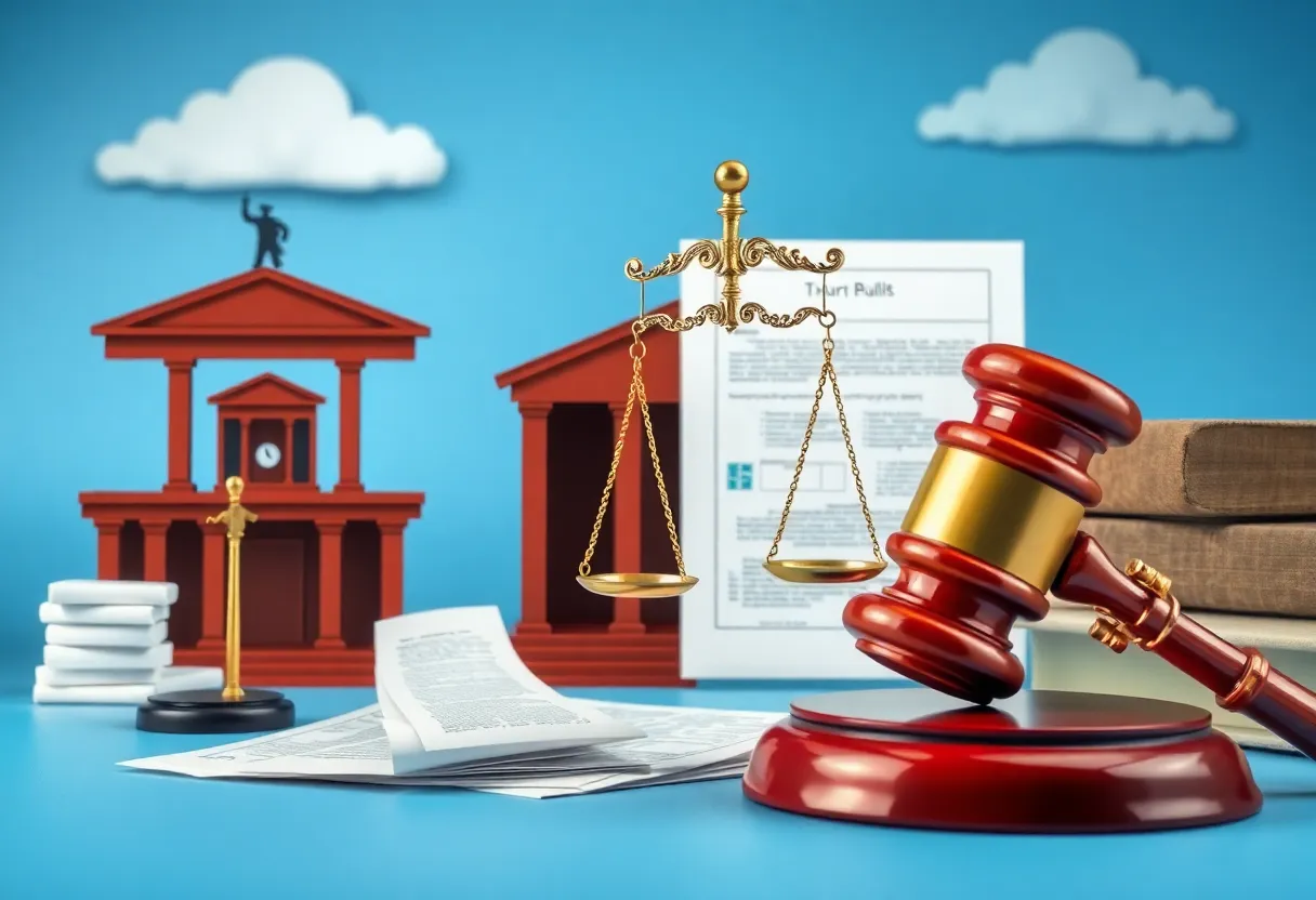 Illustration of a legal battle concerning asbestos trust funds