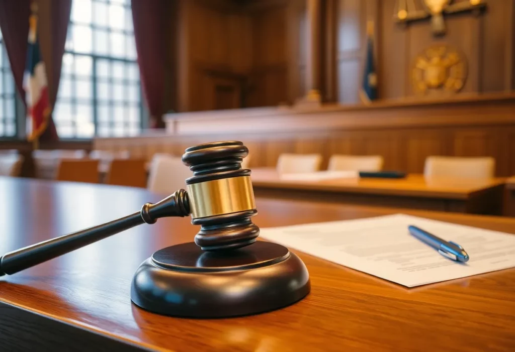 Courtroom scene representing justice in asbestos litigation