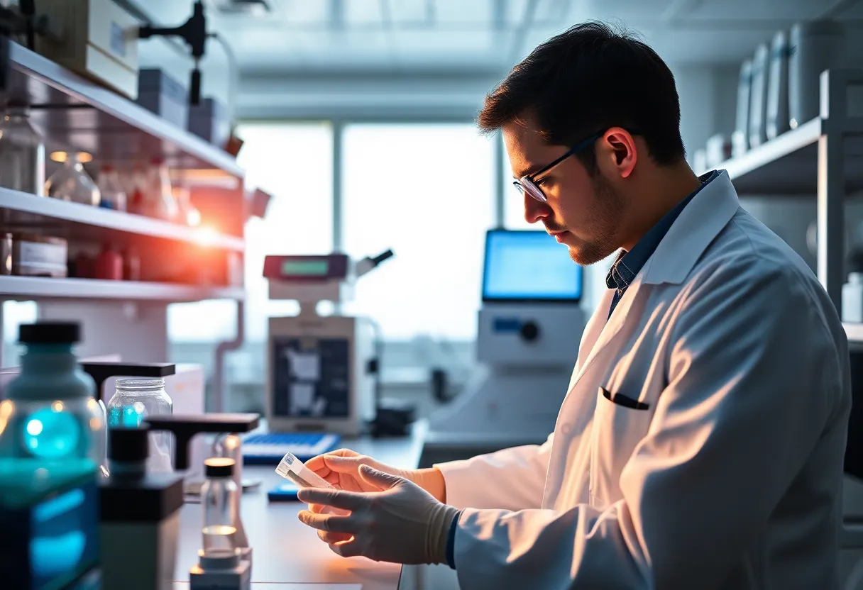 Laboratory scene focused on CAR T-cell therapy for cancer treatment