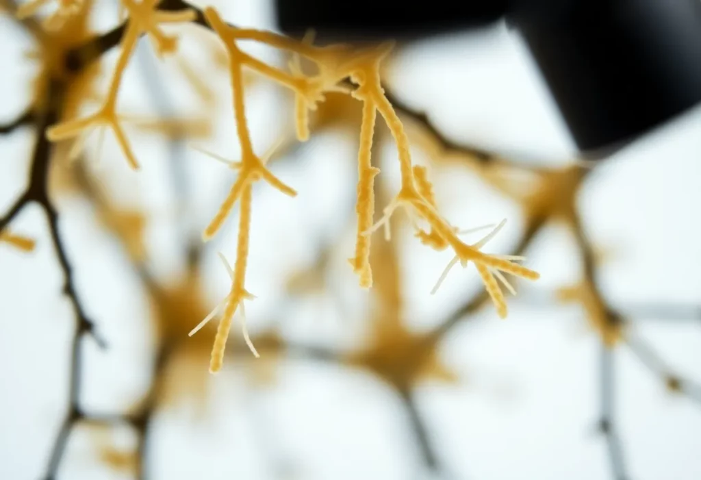 Microscopic view of chrysotile asbestos fibers.