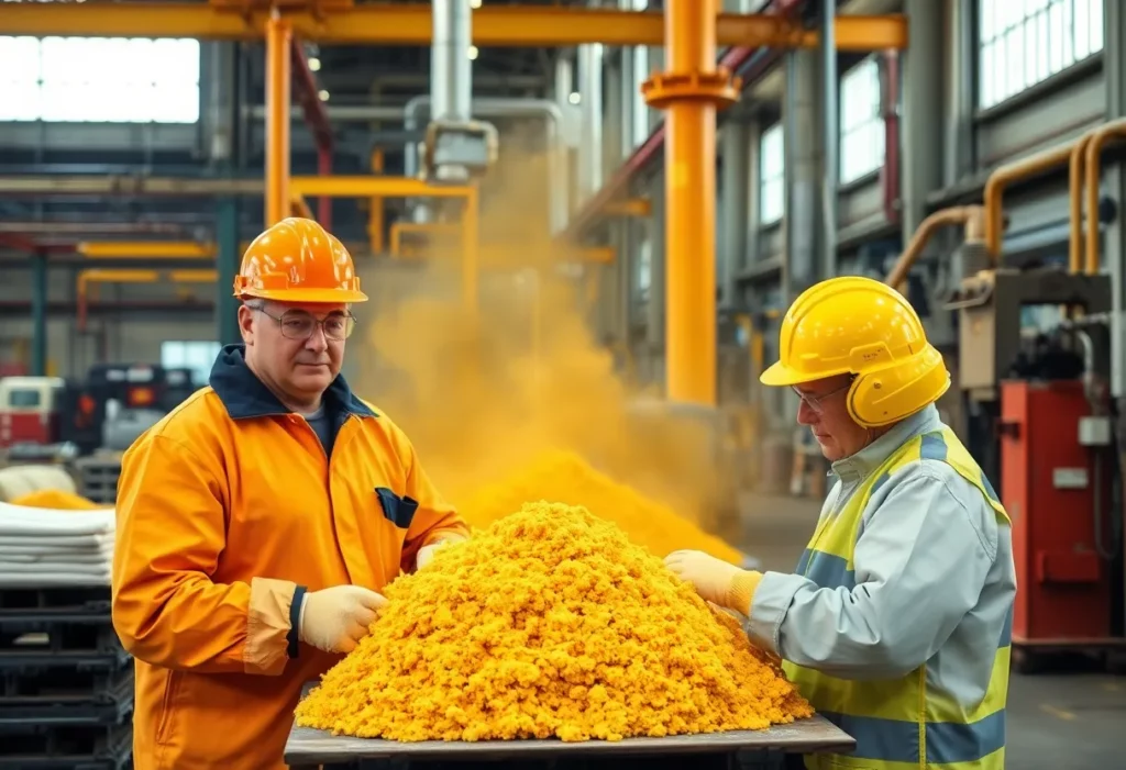 Industrial setting showing asbestos use with safety gear in view