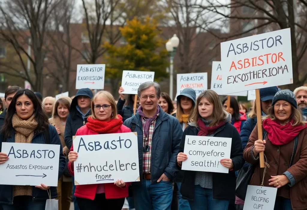 Community members gather to raise awareness about mesothelioma and asbestos exposure.