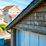 Deteriorating garage roof potentially containing asbestos
