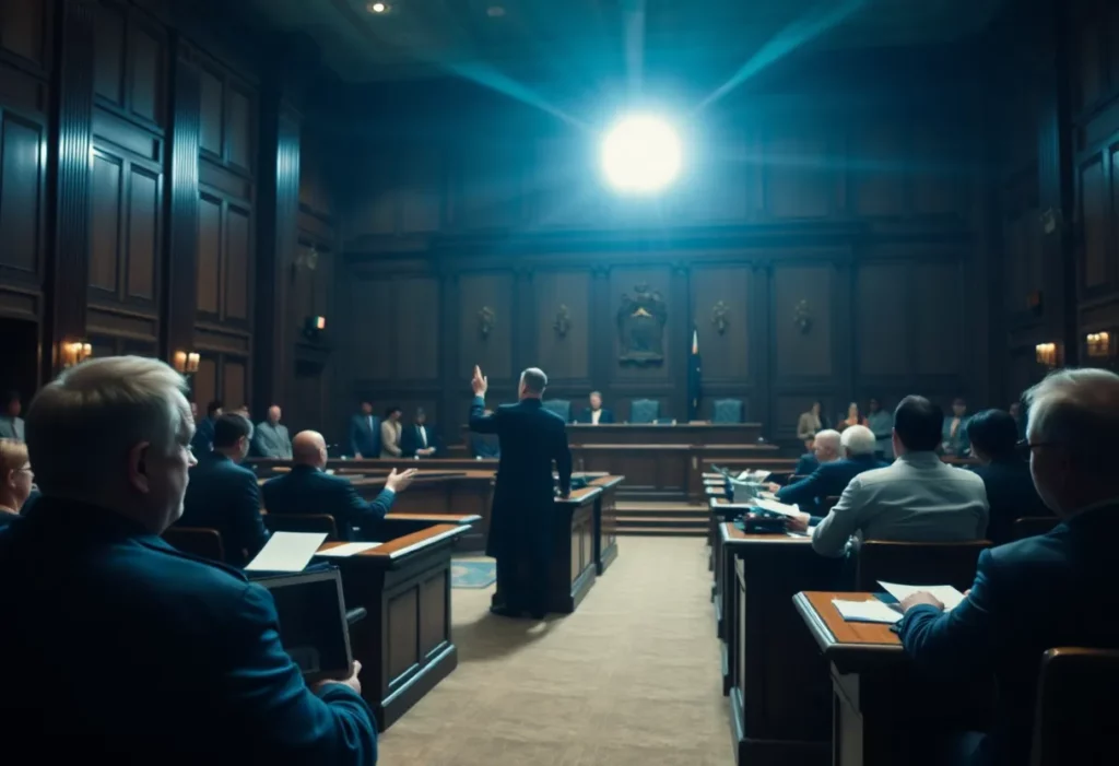 Courtroom scene highlighting legal issues surrounding consumer safety.