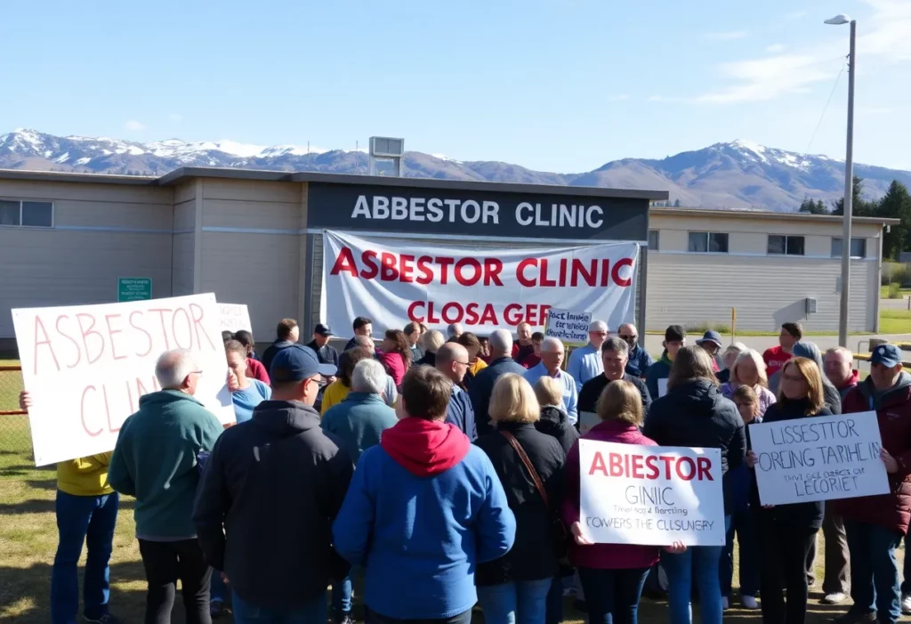 Community members protesting the closure of the asbestos clinic in Libby.