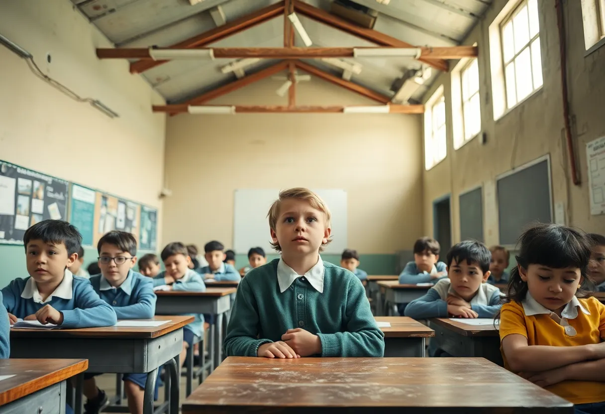 Classroom in Philadelphia school highlighting asbestos issues