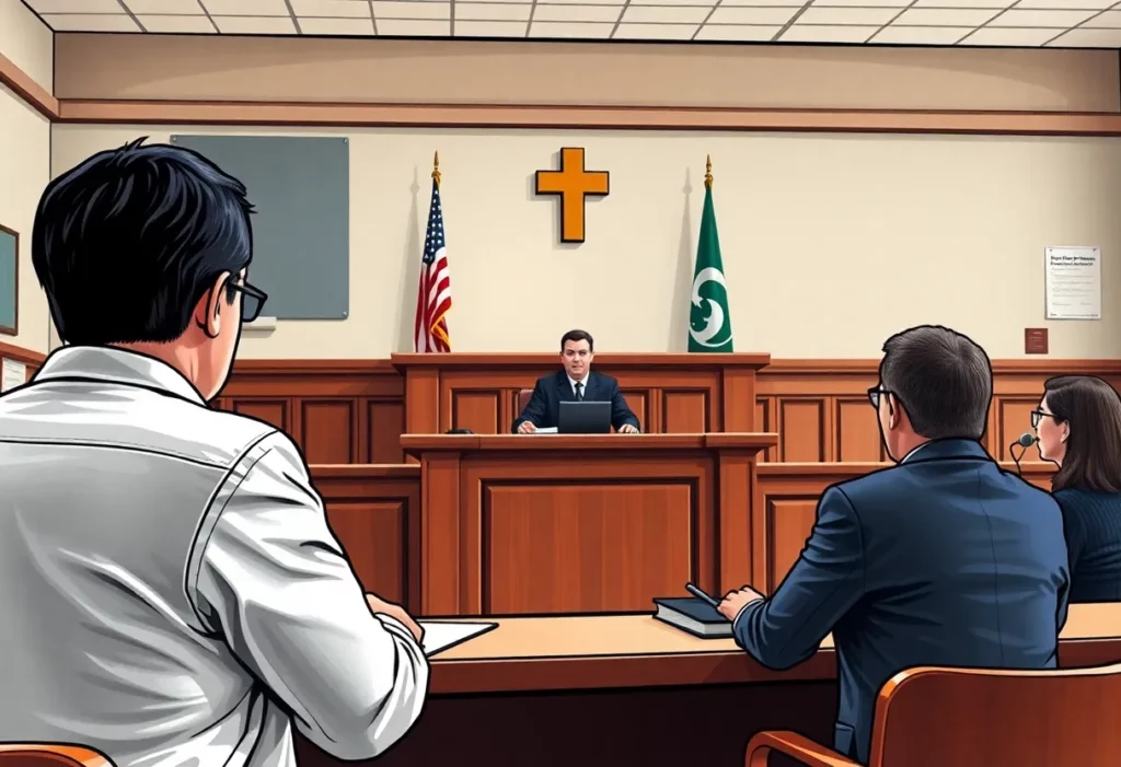 Courtroom scene for Philadelphia school district asbestos case