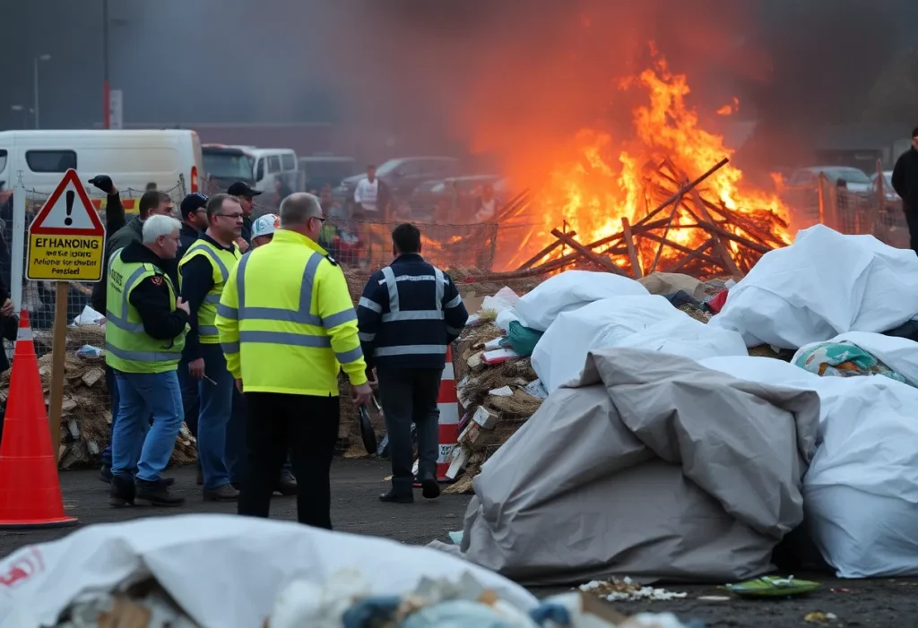 Bonfire site in South Belfast with asbestos warnings