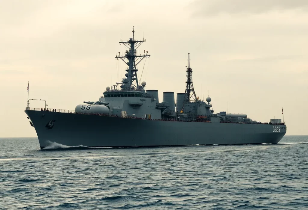 A naval destroyer symbolizing the risks of asbestos exposure for veterans.