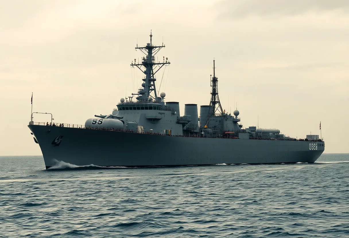 A naval destroyer symbolizing the risks of asbestos exposure for veterans.