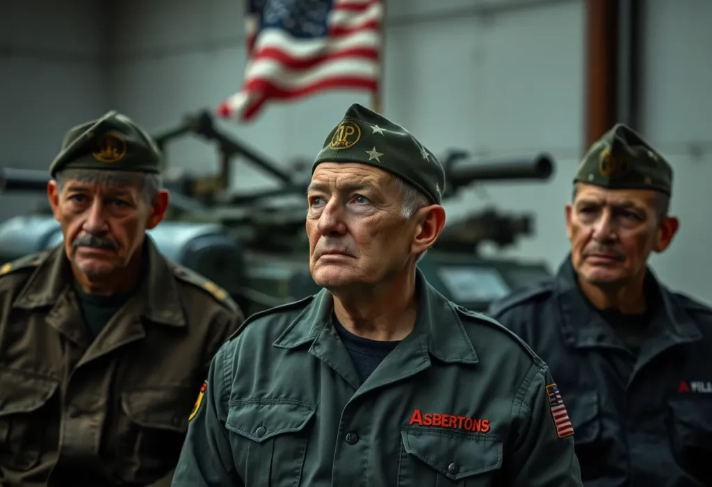 Military veterans contemplating the impact of mesothelioma and asbestos exposure.