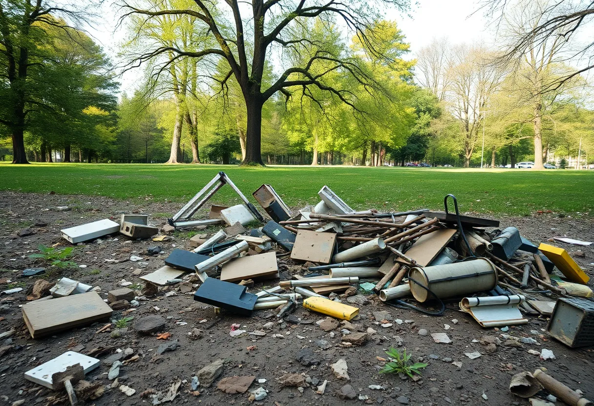 Debris and hazardous waste in Stanton Country Park, Swindon