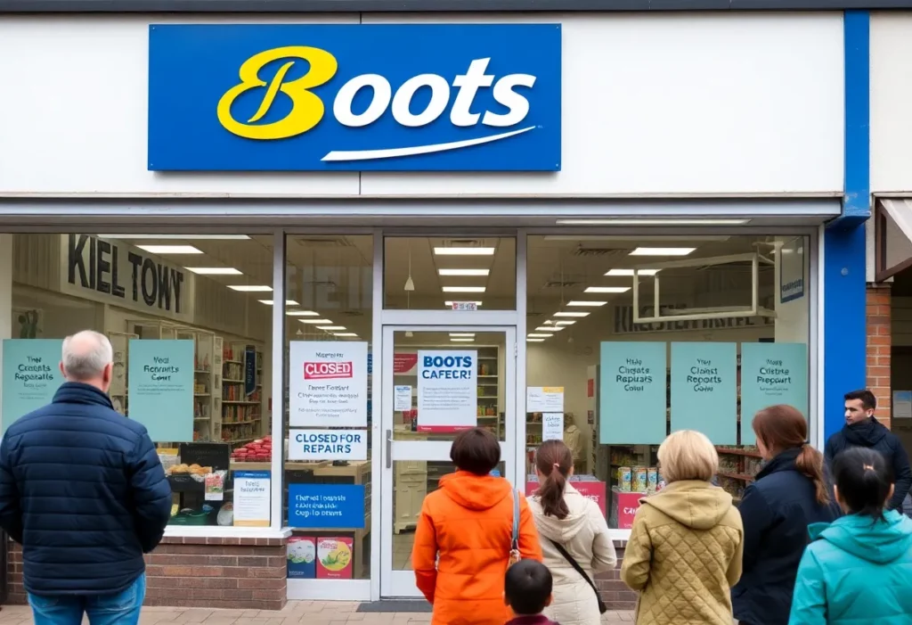 Community members discussing Boots store closure due to asbestos concerns