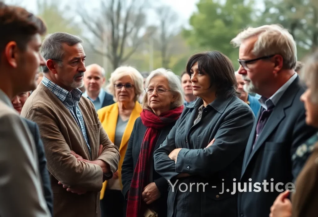 Community members discussing asbestos exposure issues