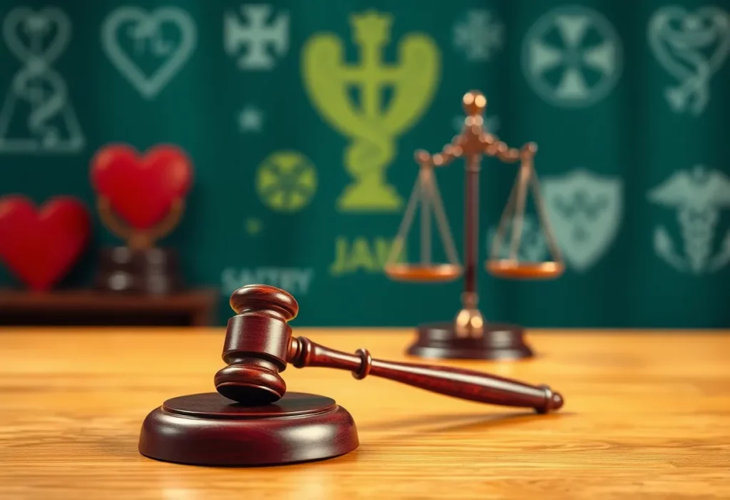 Gavel on court table symbolizing legal verdict