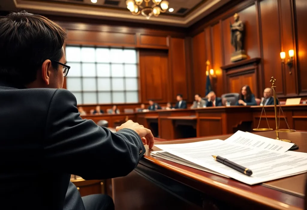 Courtroom setting highlighting legal proceedings in the Johnson & Johnson case.