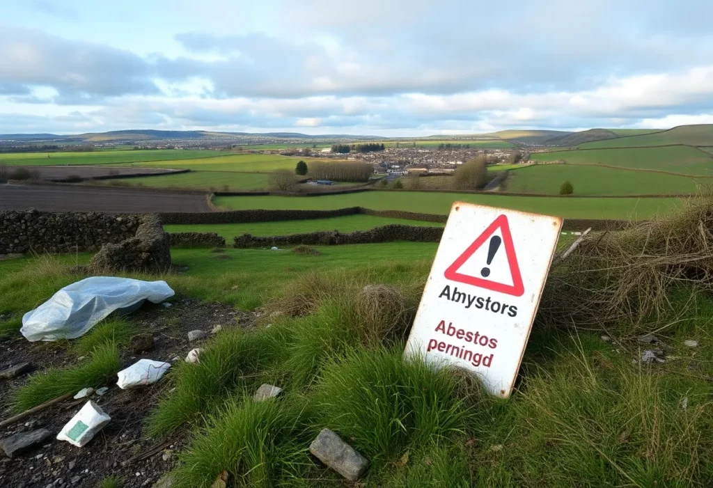 Landscape showing signs of illegal asbestos dumping in Northern Ireland