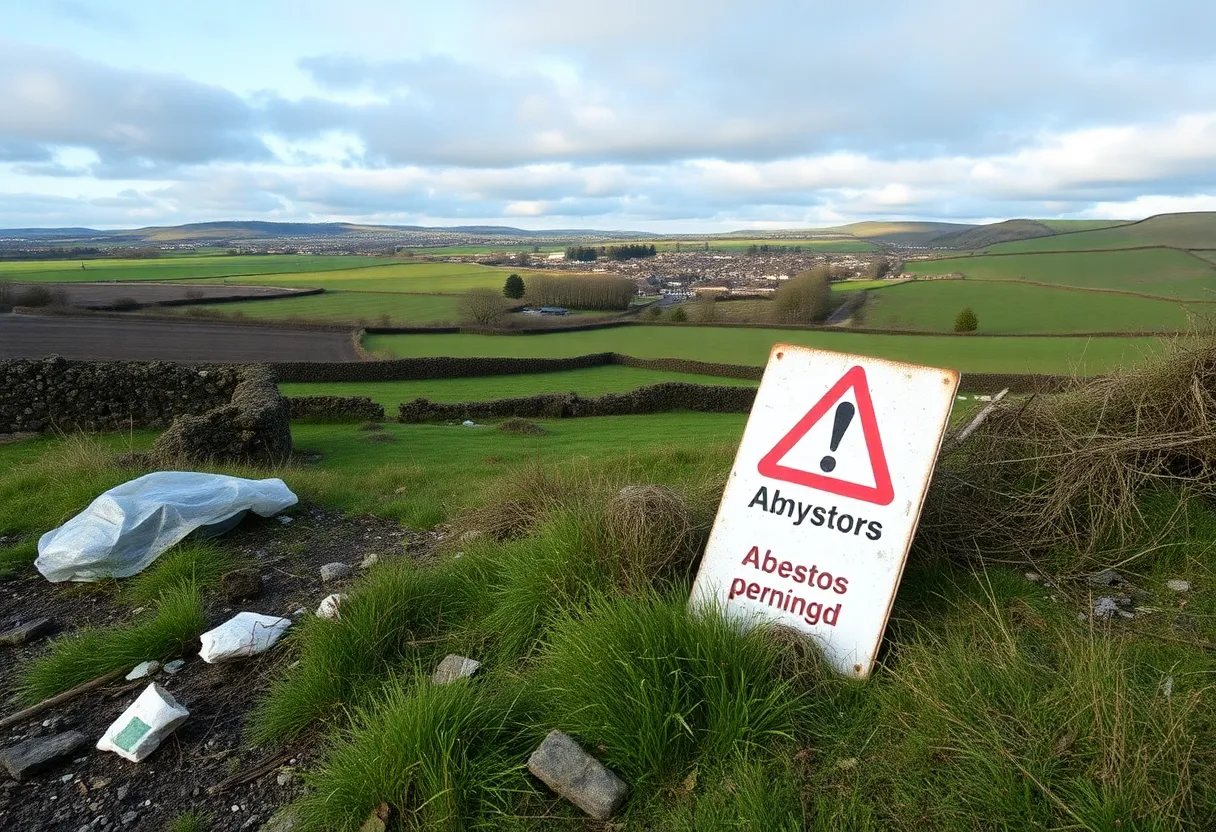 Landscape showing signs of illegal asbestos dumping in Northern Ireland
