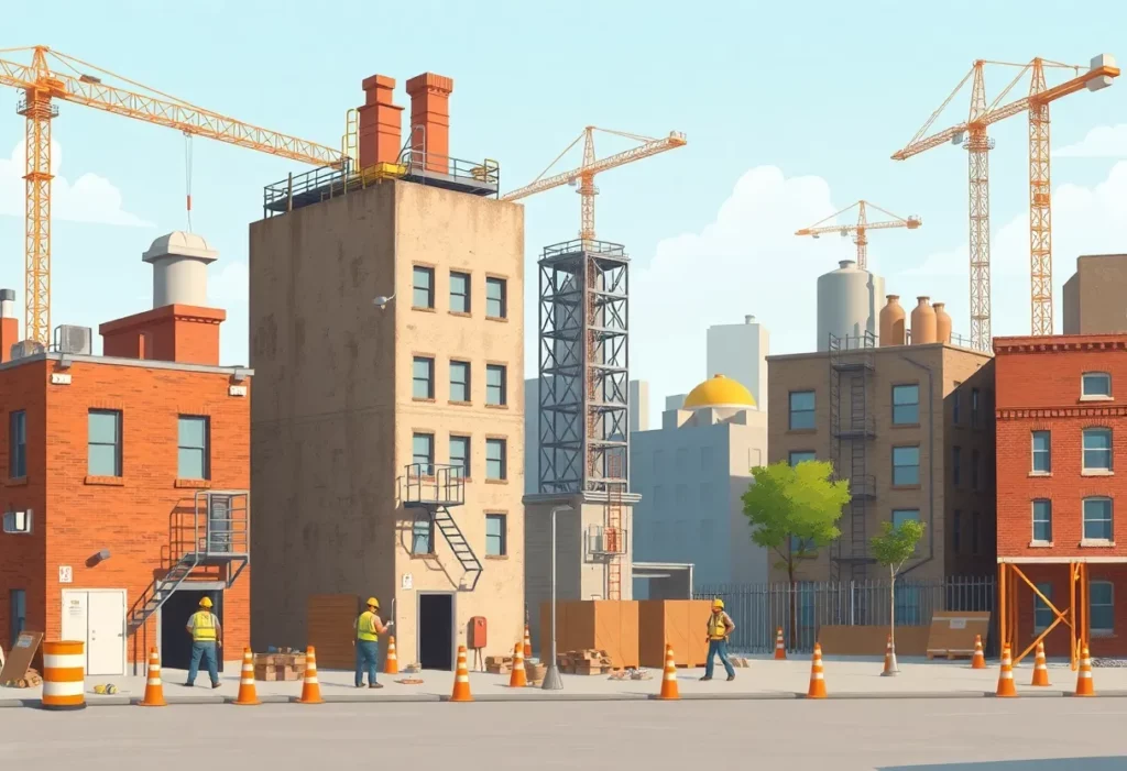 Image depicting the Lincoln Square Towers amidst a renovation project.