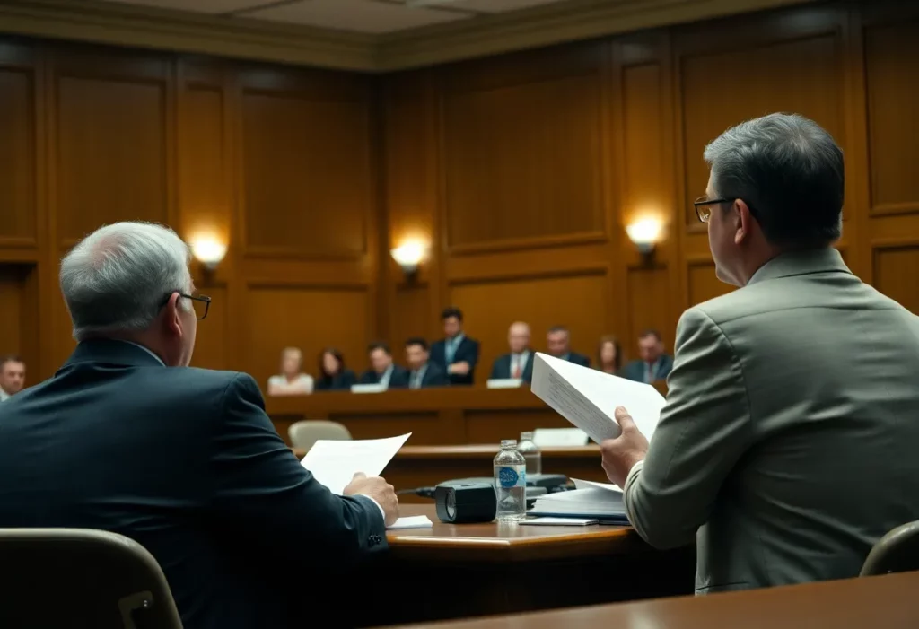 Courtroom scene during the Lovell family trial against Johnson & Johnson.