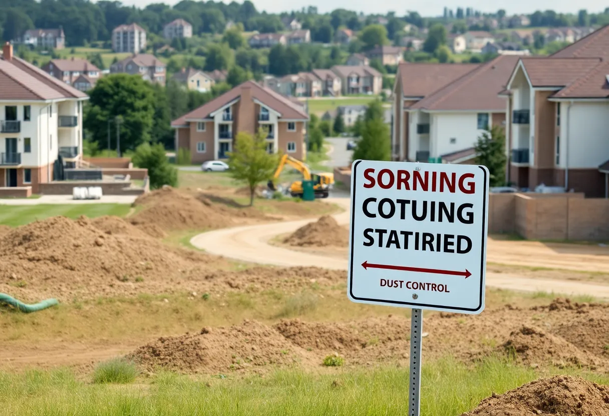 Westgate construction site showing dust control measures