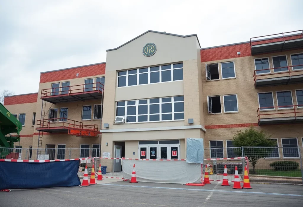 Construction site of Williamsport High School during asbestos remediation