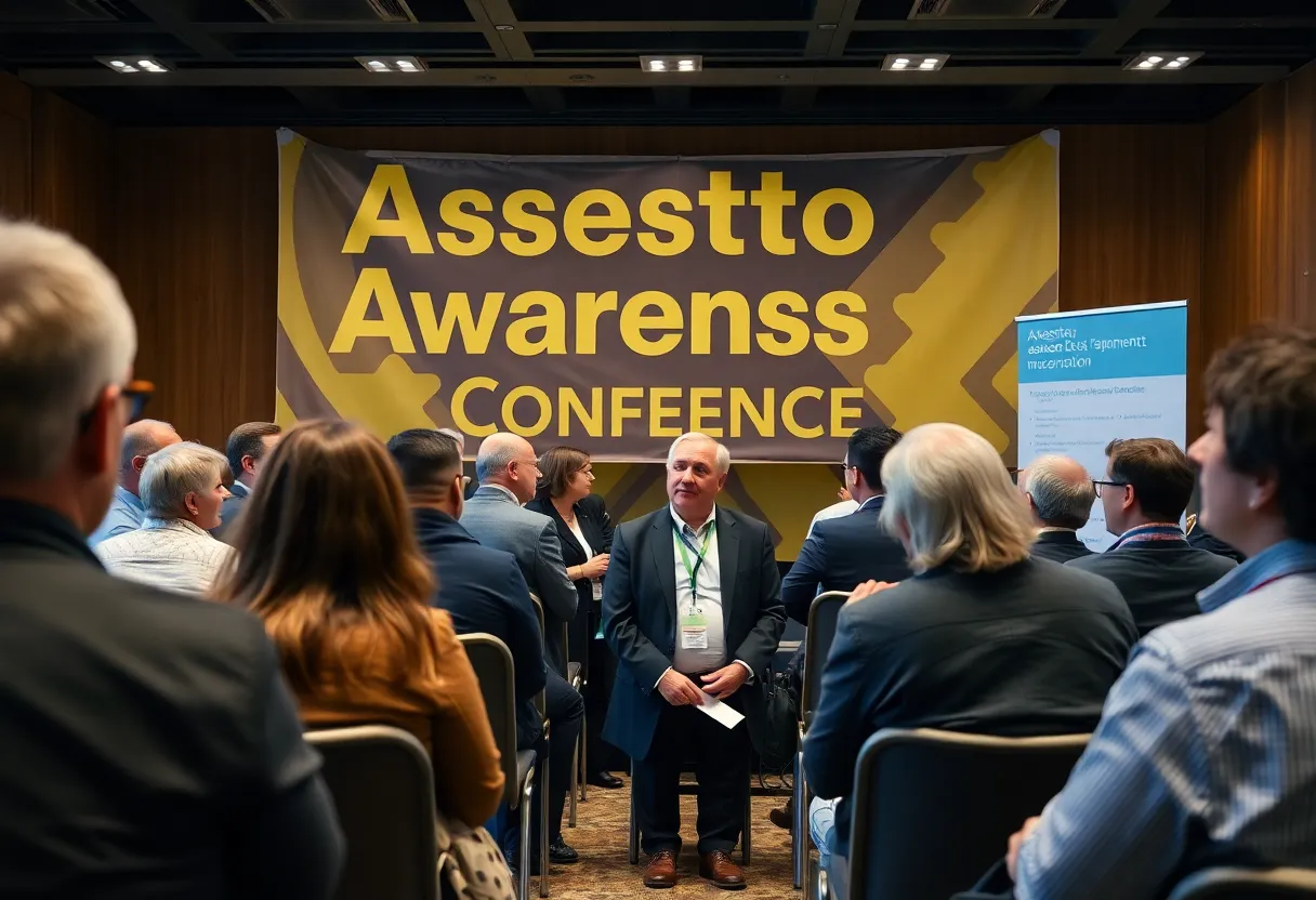 Attendees at the Asbestos Awareness Conference discussing important issues.