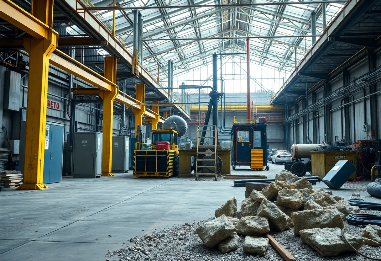 A factory environment signaling the dangers of asbestos exposure