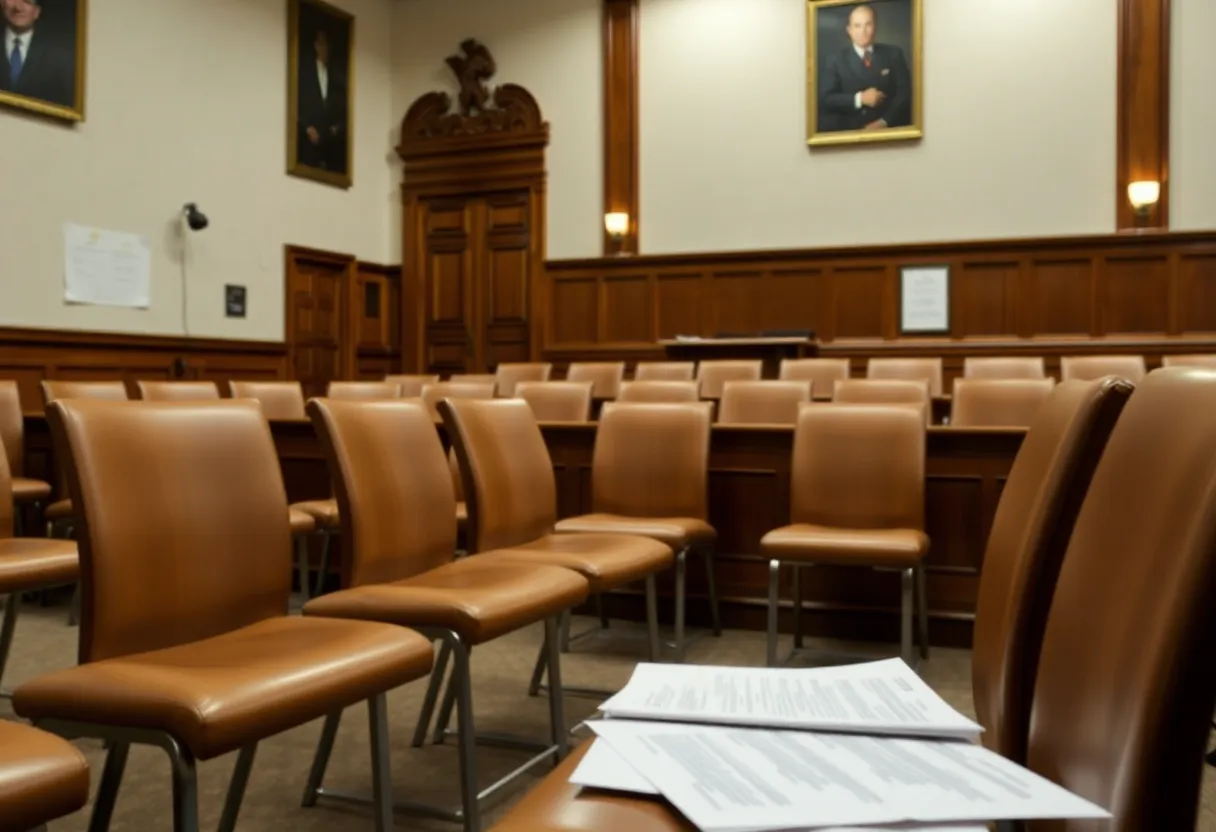 Courtroom during an inquest on asbestos exposure cases