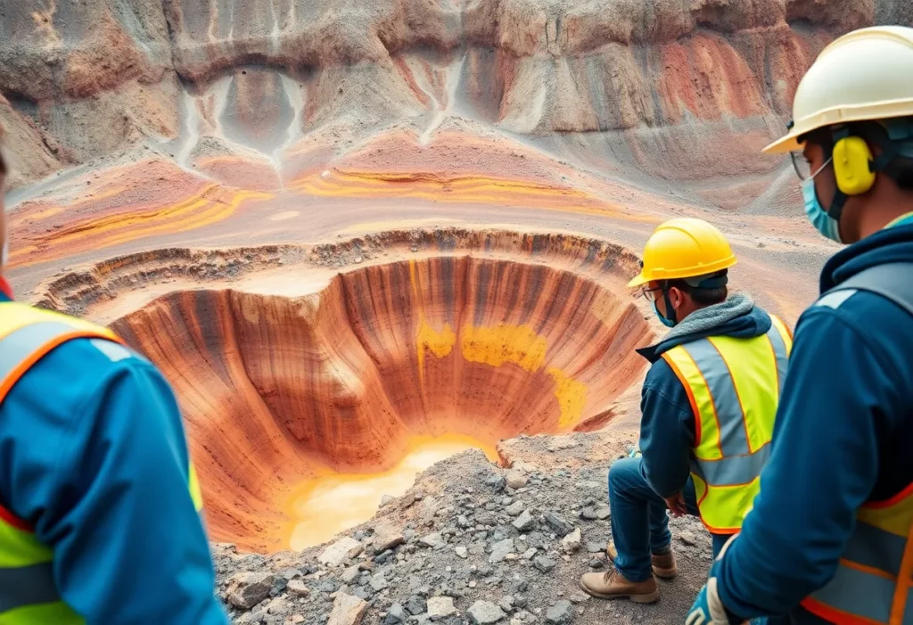 A mining area showing safety measures against asbestos exposure