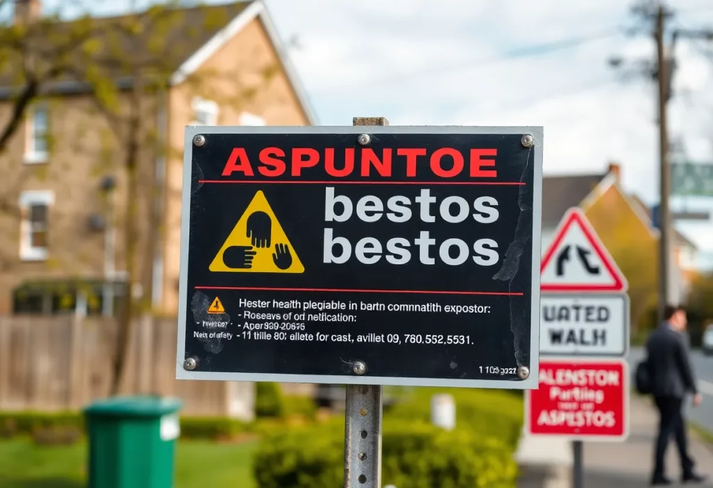 Asbestos exposure warning signs in a community setting